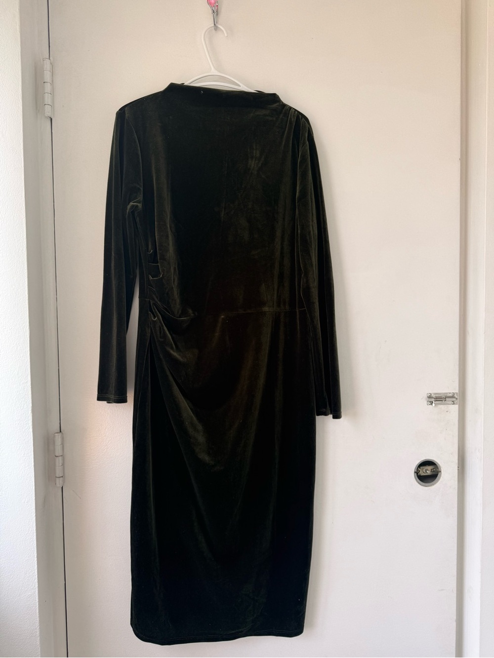 Women's Olive Green Long Sleeve Midi Dress